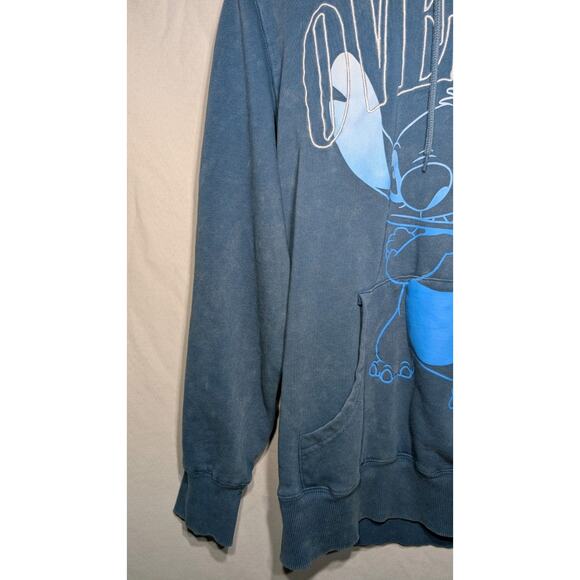 Lilo And Stitch Hoodie Hooded Sweatshirt sz Medium Hoodie "Over It" Disney - Picture 4 of 7